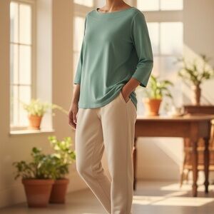 Habitat Sea Green 3/4 Sleeve boatneck tee L/XL